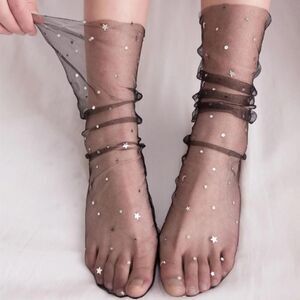 2/$20 Brand New Black Lace With Stars Stocking Tights Socks